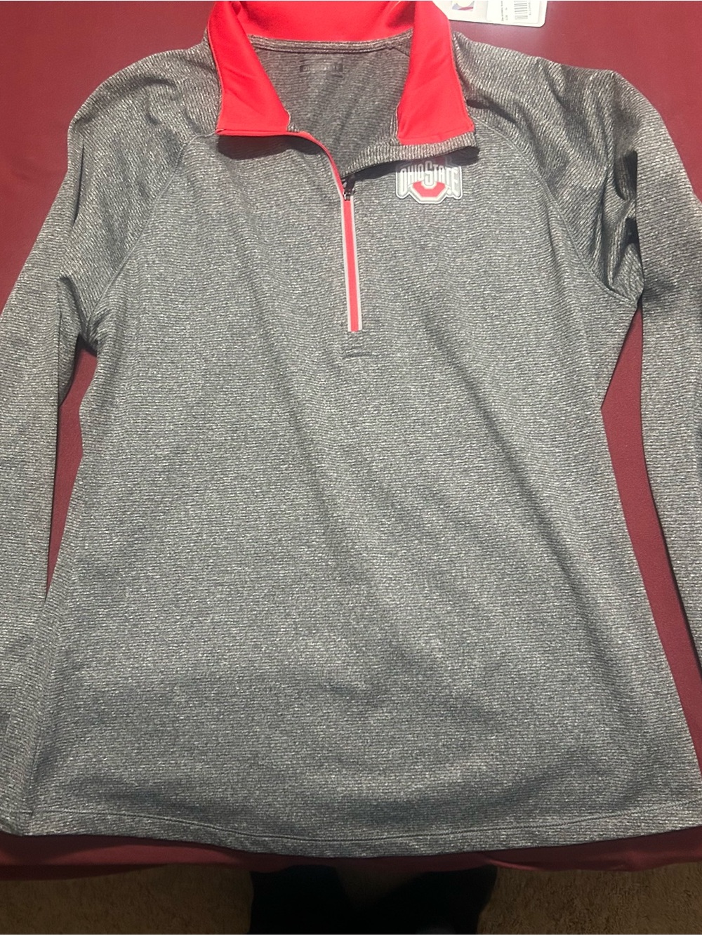 Nike Gray Heather Quarter-Zip Pullover with Red Trim